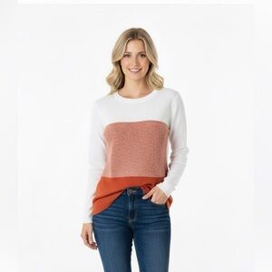 Kim Rogers orange striped knit sweater size small